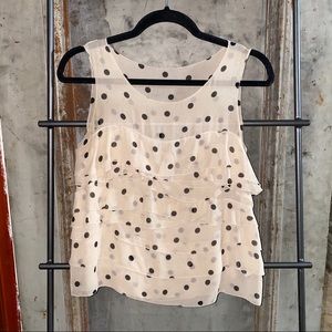 3.1 Phillip Lim Polka Dot Ruffle Tan Tank Top